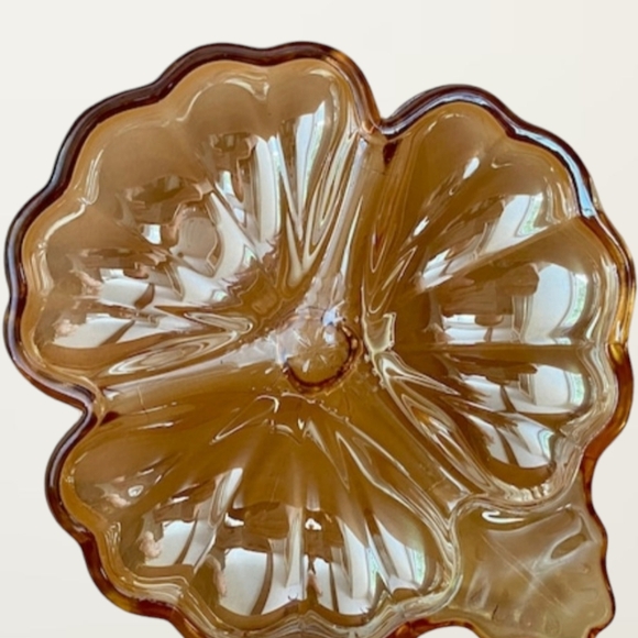 VINTAGE DORIC JEANNETTE IRIDESCENT MARIGOLD DEPRESSION CARNIVAL GLASS DISH - Picture 7 of 7
